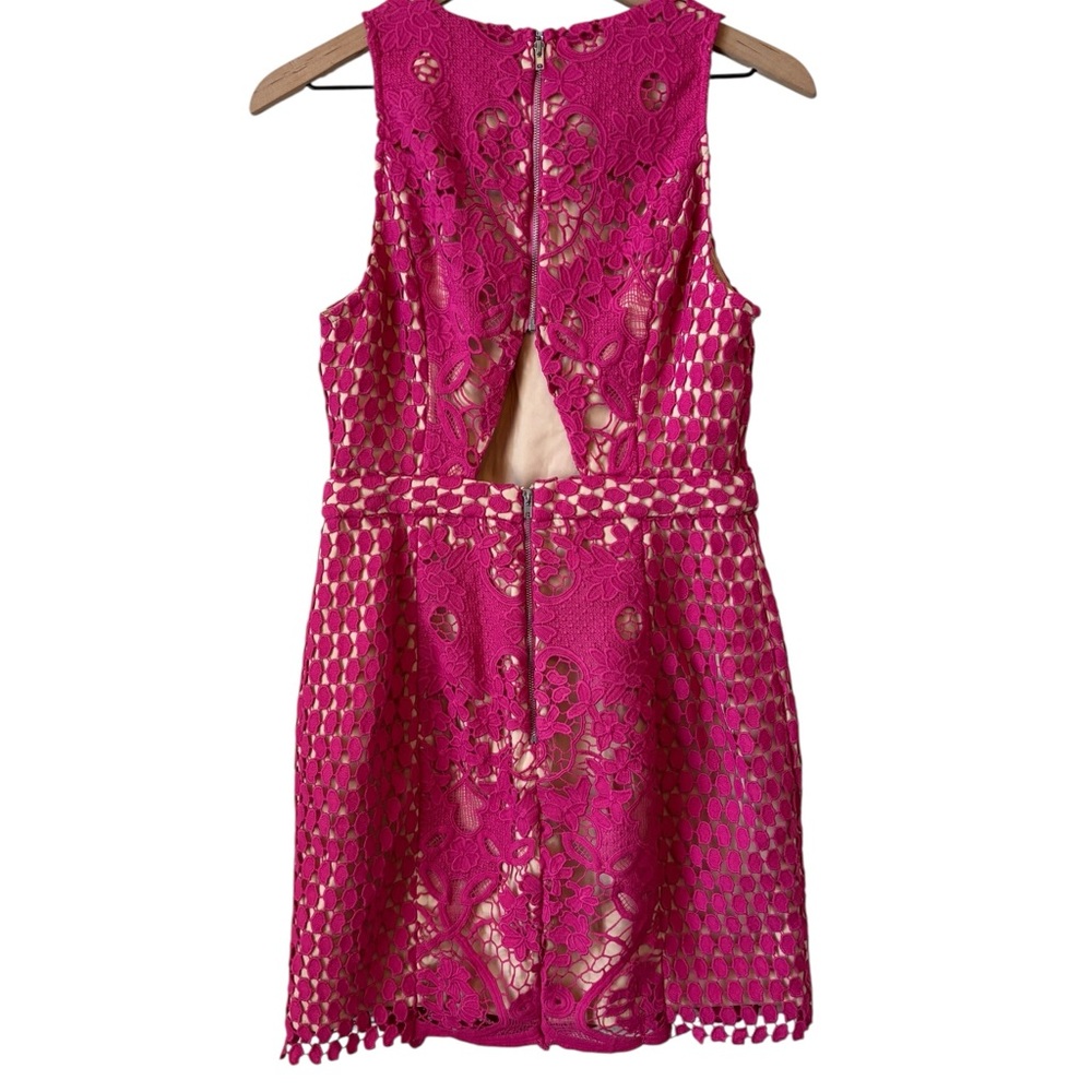 NEW Endless Rose Lace Overlay Mini Shift Dress Sz M Pink Fuschia Cut Out Party - Picture 7 of 13